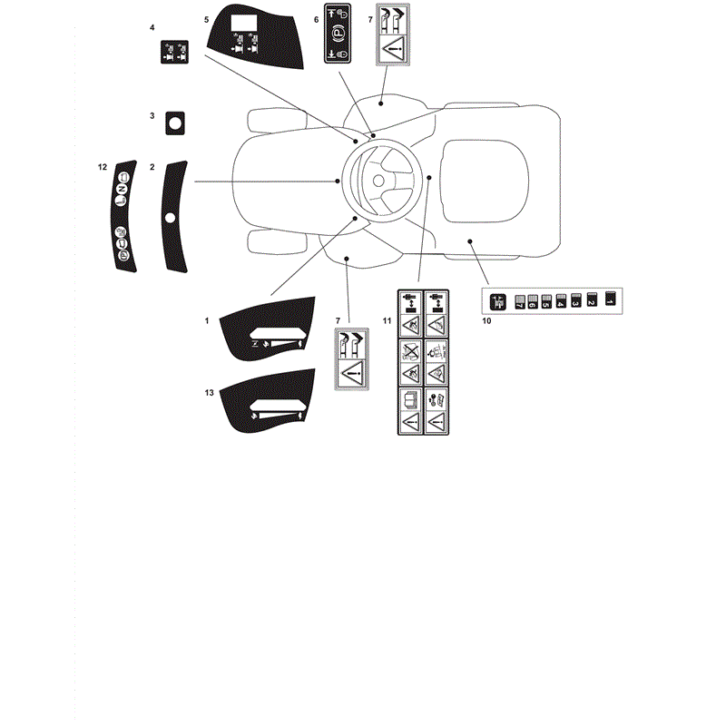 Castel / Twincut / Lawnking XG135HD (2012) Parts Diagram, Labels