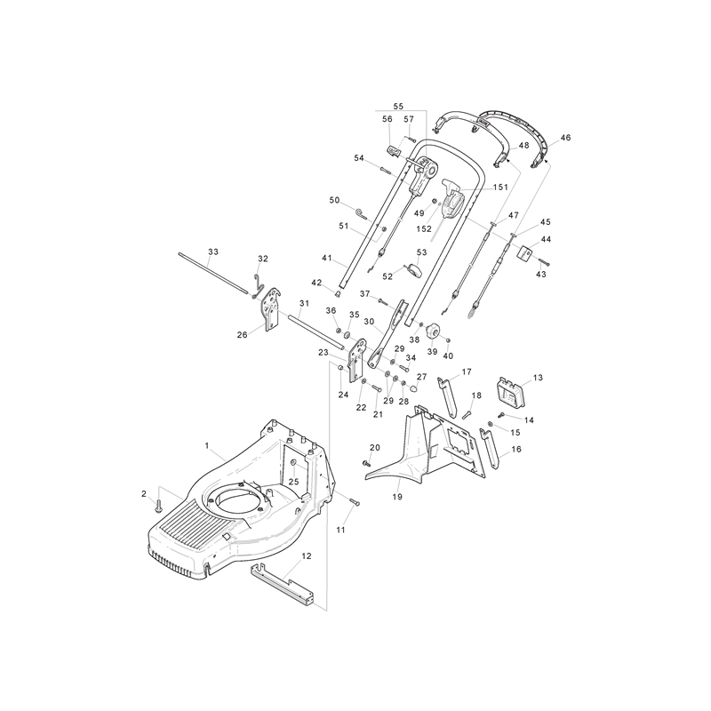 Mountfield 480RES Petrol Lawnmower (12-5798-82 [2005]) Parts Diagram, Chassis Handle