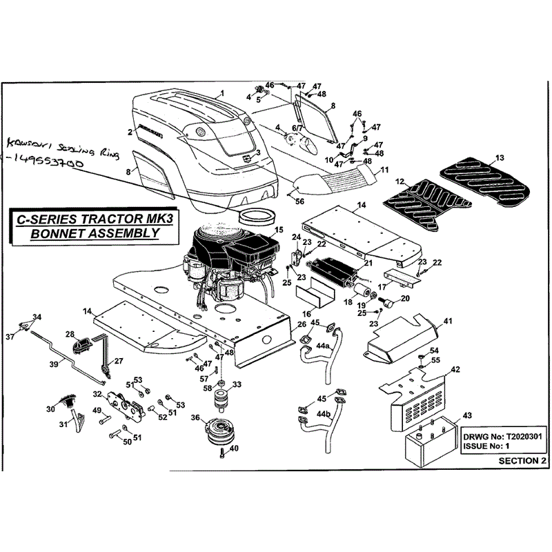 Countax C Series Lawn Tractor 2001 - 2003 (2001 - 2003) Parts Diagram, Bonnet Assembly