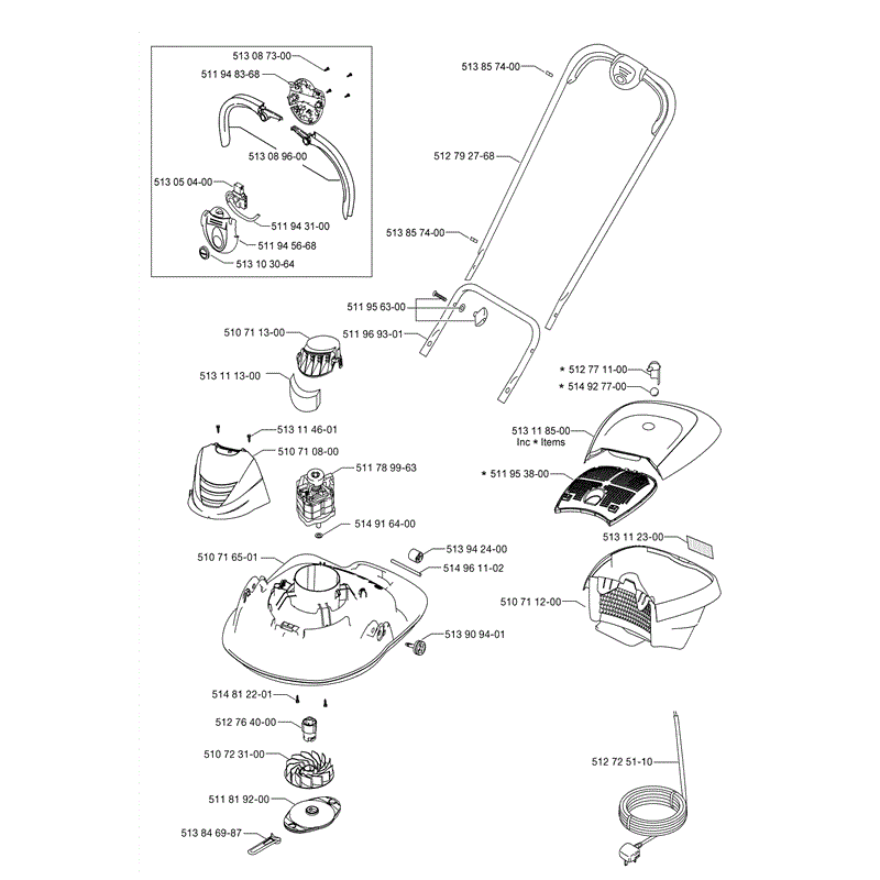 Flymo Hover Vac (Dual Handle) (9632574-91 (2005)) Parts Diagram, Page 1