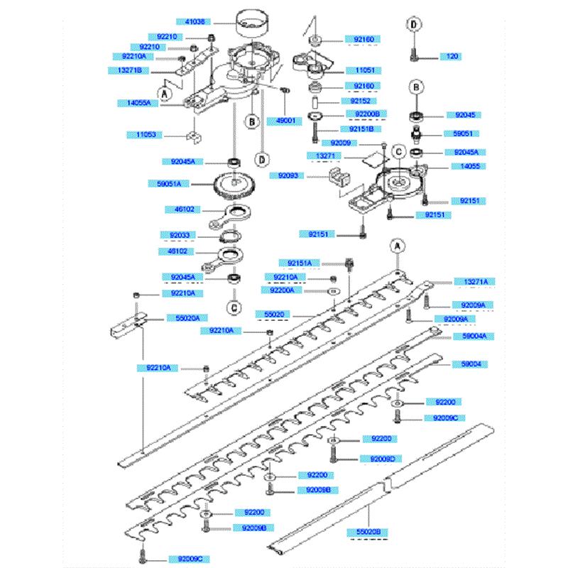Kawasaki KHS750A  (HB750B-BS50) Parts Diagram, Case/ Cutter