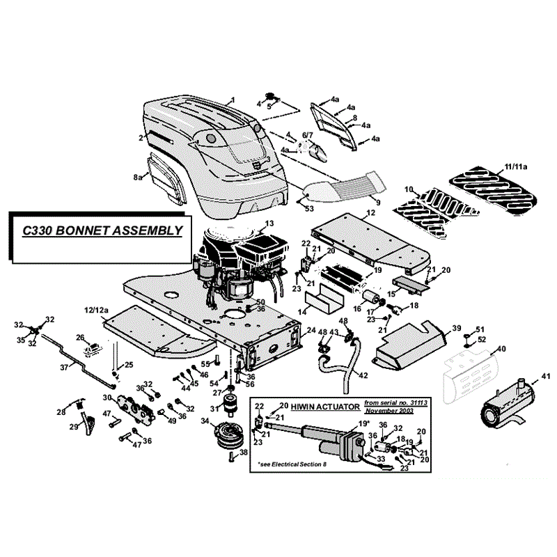 Countax C330 Lawn Tractor 2009 (2009) Parts Diagram, Bonnet Assembly