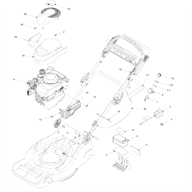 Hayter R48 Recycling (447) (447E280000001 - 447E290999999) Parts Diagram, Engine Assembly
