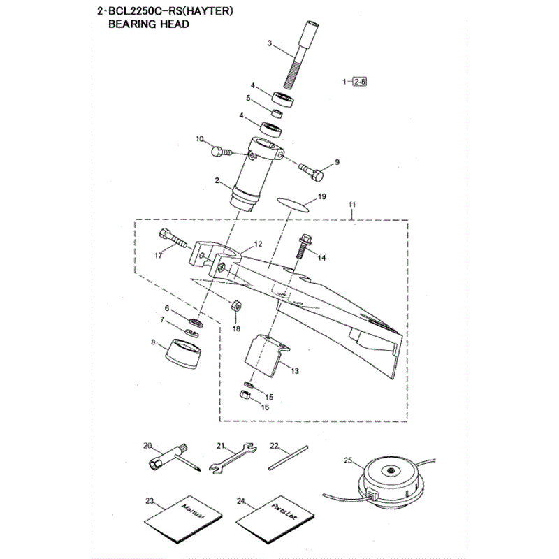 Hayter 460C Brushcutter (460C) Parts Diagram, Bearing Head