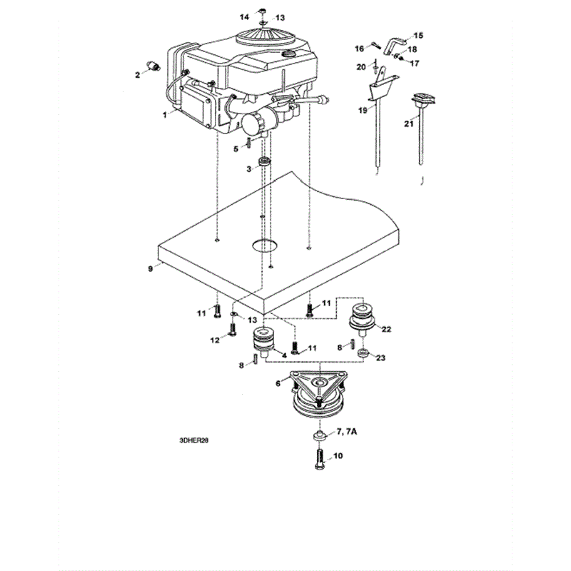 Hayter 14/38 (HY1438) Parts Diagram, Briggs and Stratton Engine Assy