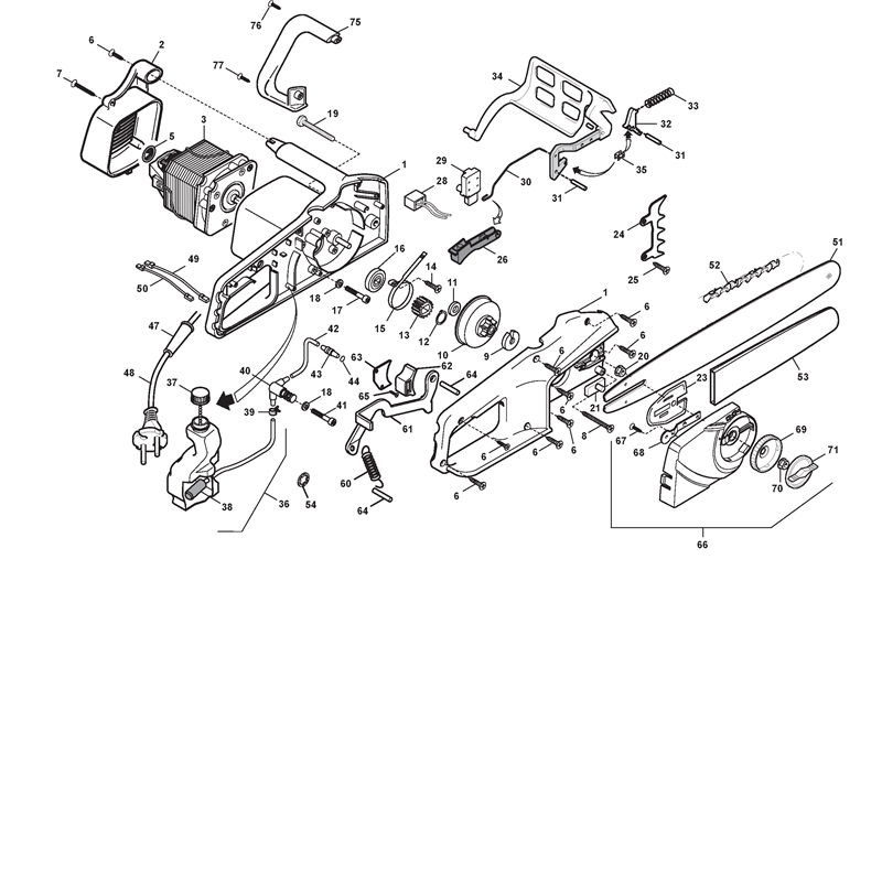 Mountfield ME2016Q Electric Chainsaw (293016113-M08 [2008]) Parts Diagram, Electric Chain Saw