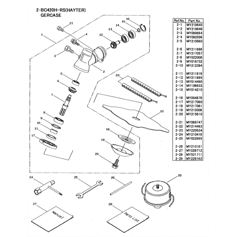 Hayter 463A Brushcutter (463A) Parts Diagram, Gearcase