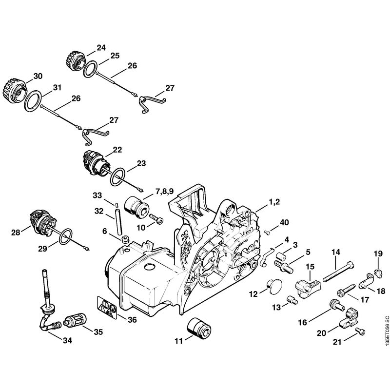 Stihl 023 Chainsaw (023) Parts Diagram, Motor Housing