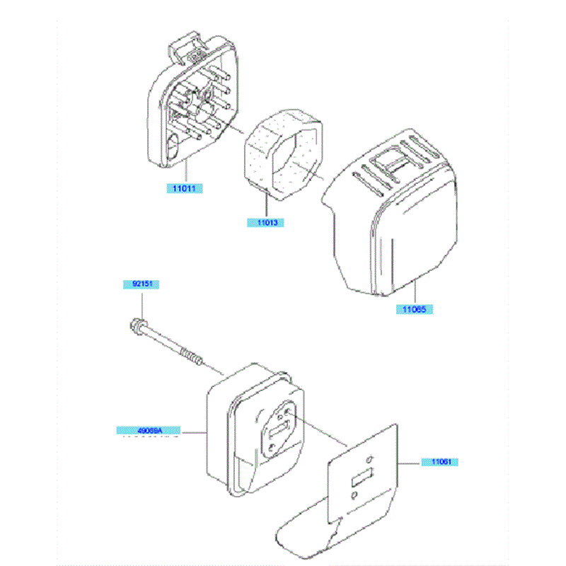 Kawasaki KBH27A  (HA027F-BS50) Parts Diagram, Air Filter - Muffler