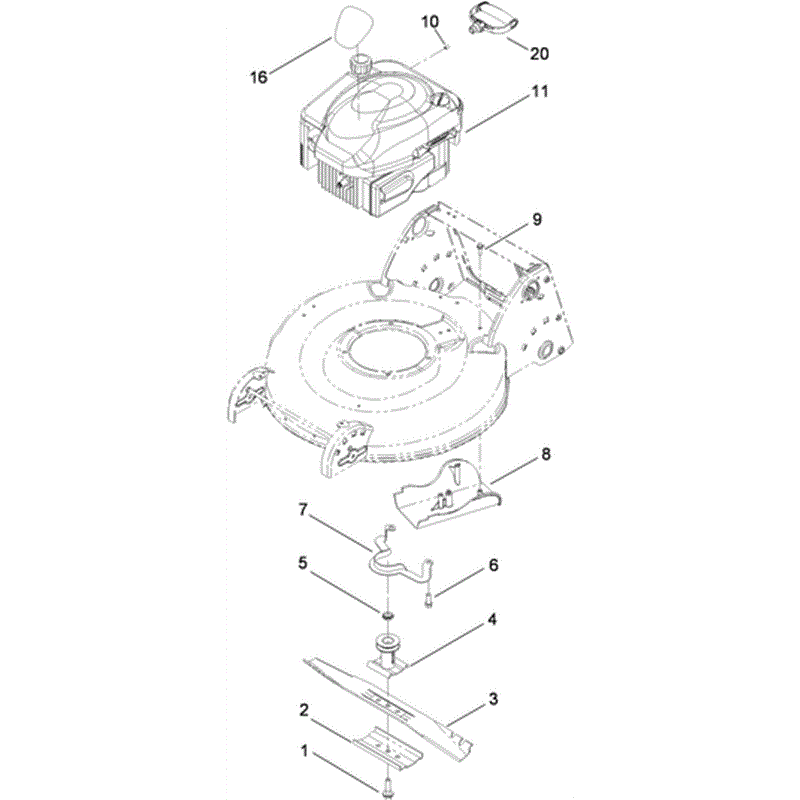 Hayter R53 Recycling Lawnmower (448F311000001 - 448F311999999) Parts Diagram, Engine & Blade Assembly