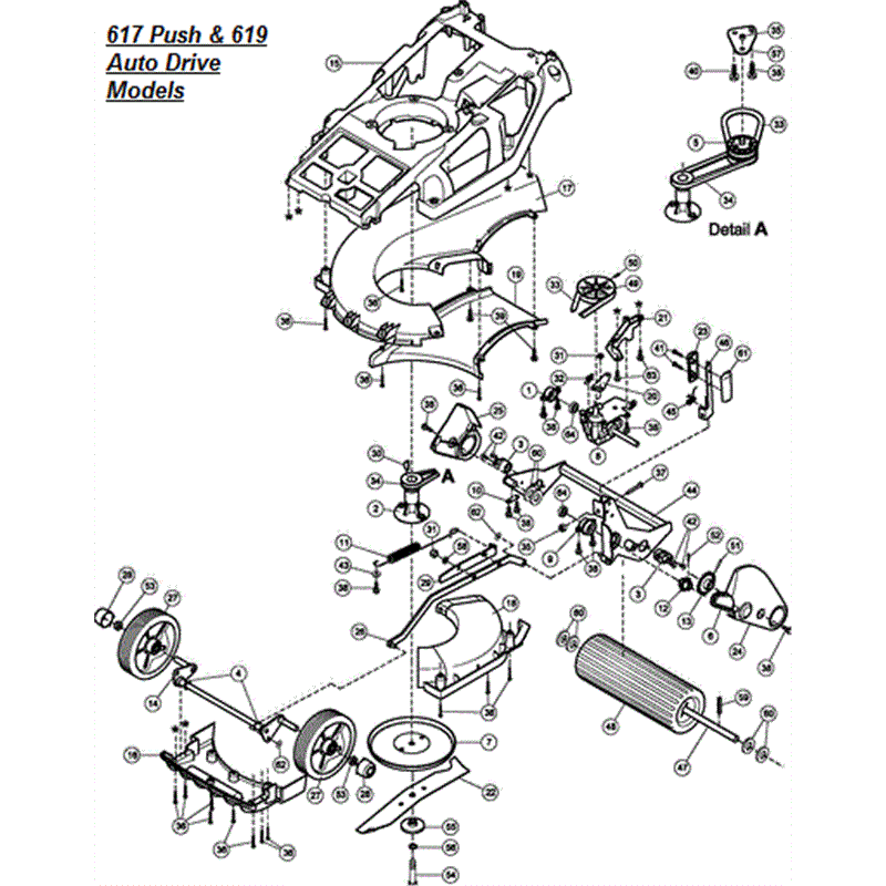Hayter Spirit 41 Push Rear Roller Lawnmower (617) (617J313001001-617J313999999 ) Parts Diagram, Lower Mainframe