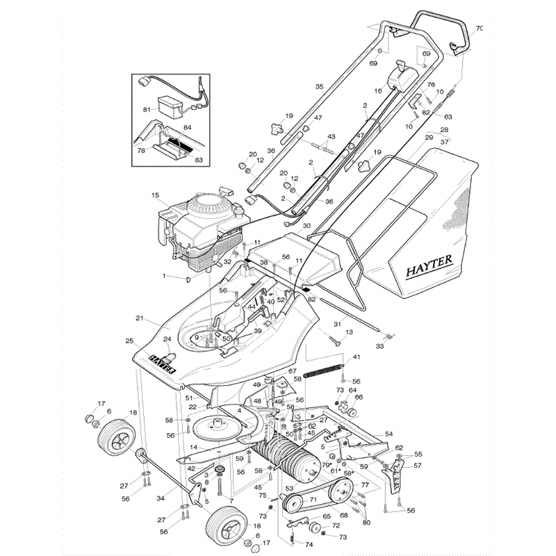 Hayter Harrier 41 (306) Lawnmower (30616374-306018566) Parts Diagram, Mainframe Assembly