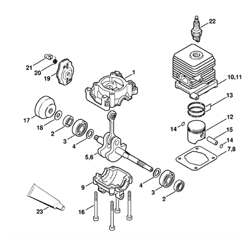 Stihl FS 45 Brushcutter (FS45C) Parts Diagram, Crankcase, Cylinder