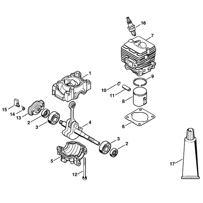 Stihl KM 56 RC-E Z Engine (KM 56 RC-E Z) Parts Diagram, Crankcase