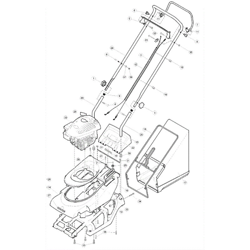 Hayter Spirit 41 Autodrive Rear Roller Lawnmower (619) (619E270000001 onwards) Parts Diagram, Upper Mainframe