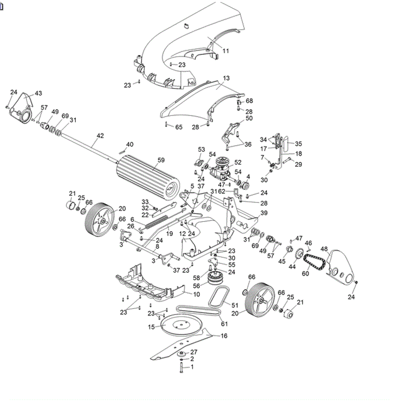 Hayter Spirit 41 Autodrive Rear Roller Lawnmower (619) (619J315001901 AND UP) Parts Diagram, Lower Deck