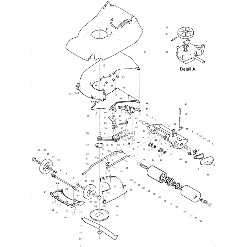 Hayter Harrier 48 (491) Autodrive ES (491F280000001-491F280999999) Parts Diagram, Lower Mainframe