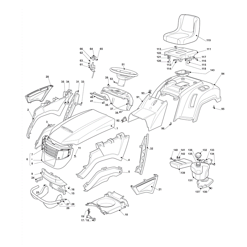 Mountfield 1438M Lawn Tractor (2008) Parts Diagram, Page 1