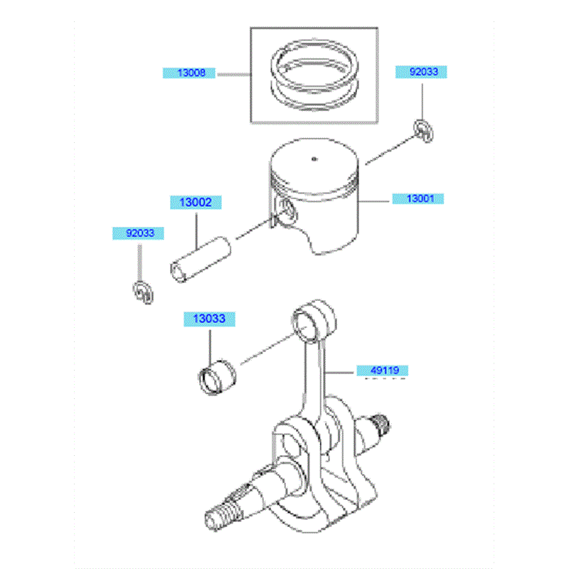 Kawasaki KBL27A (HA027G-AS51) Parts Diagram, Piston & Crankshaft