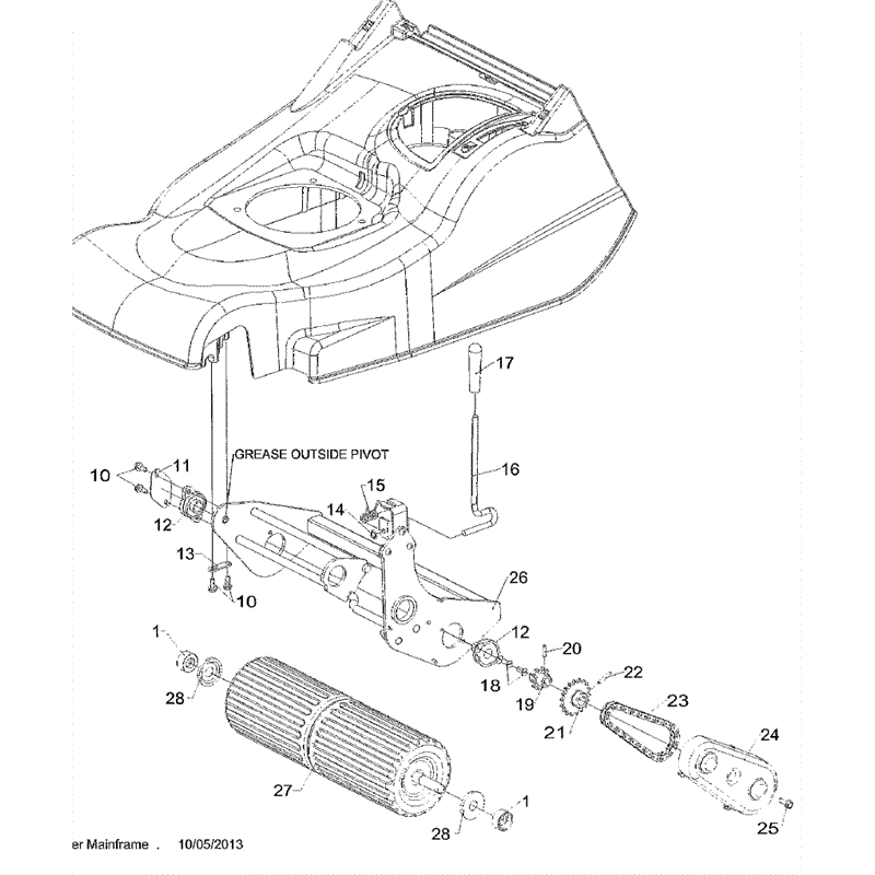 Hayter Harrier 48 (496) Pro Autodrive (496G310000001 and up) Parts Diagram, Rear Roller Assy