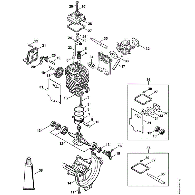 Stihl FS 111 R Brushcutter (FS 111 R) Parts Diagram, A ENGINE