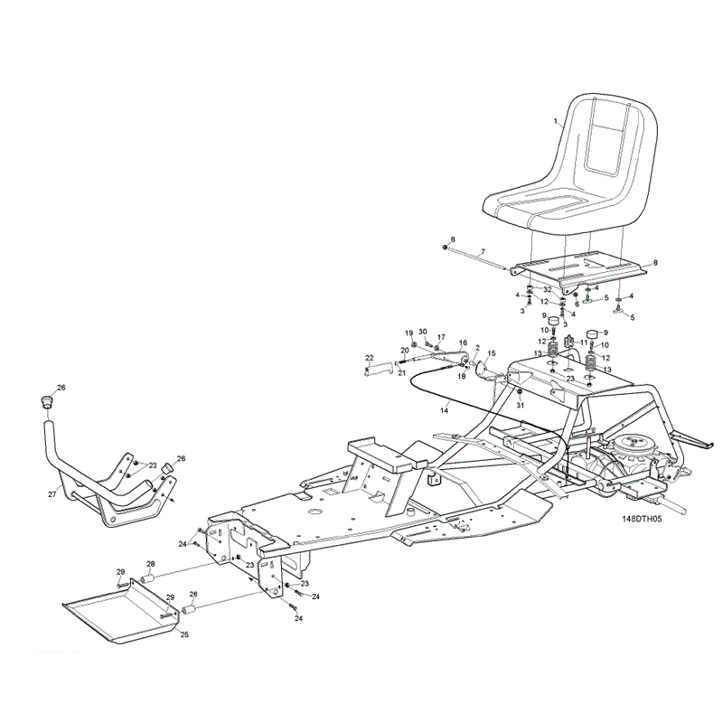 Hayter RS14/82 (14/32) (148D260000001-148D260999999) Parts Diagram, Seat Assembly