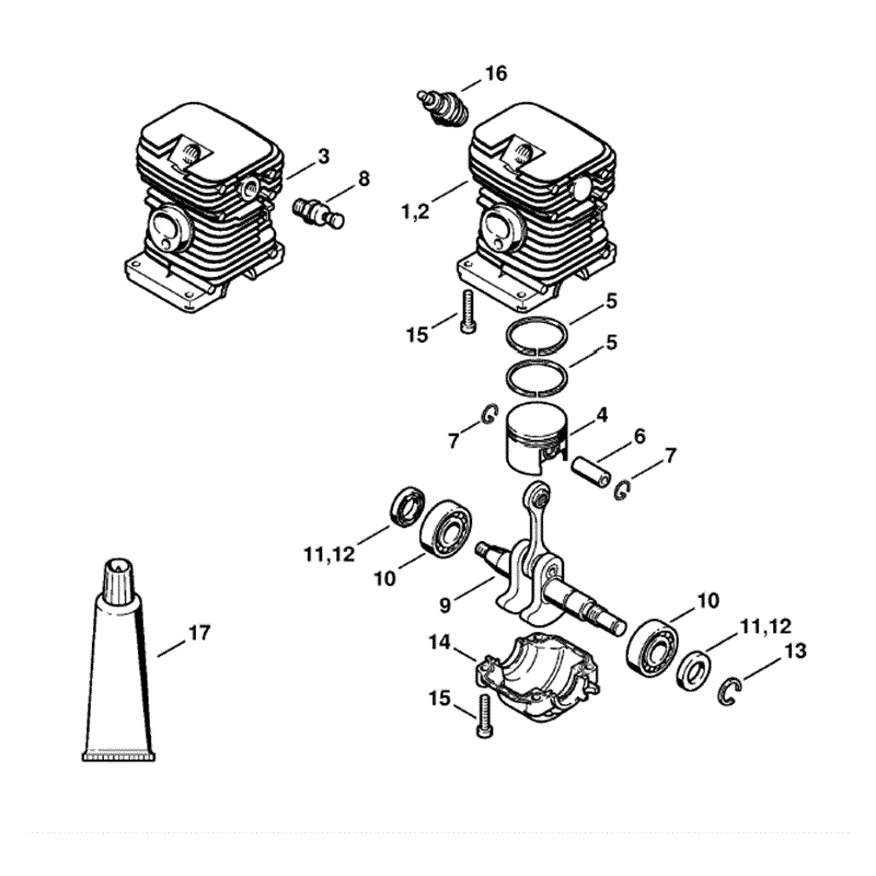 Stihl MS 180 Chainsaw (MS180C-B D) Parts Diagram, Cylinder