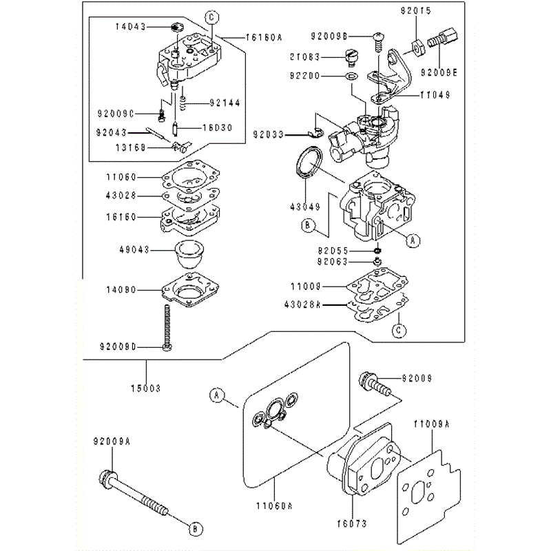 Kawasaki KHS750A  (HB750A-AS50) Parts Diagram, CARBURETOR