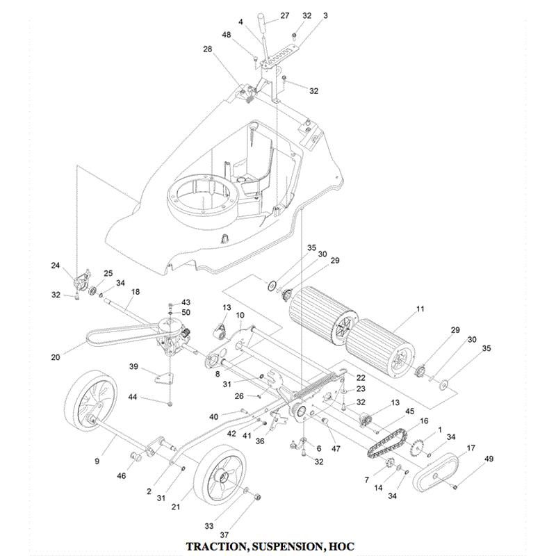 Hayter Harrier 41 (376) Autodrive VS ES B&S Lawnmower (376B 403000000-406999999) Parts Diagram, Traction & Suspension