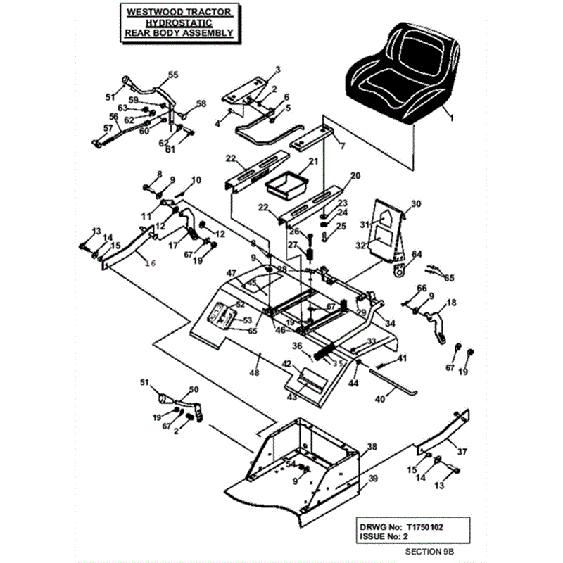 Westwood 2000 - 2001 S&T Series Lawn Tractors (2000-2001) Parts Diagram, Hydrostatic Rear Body Assembly