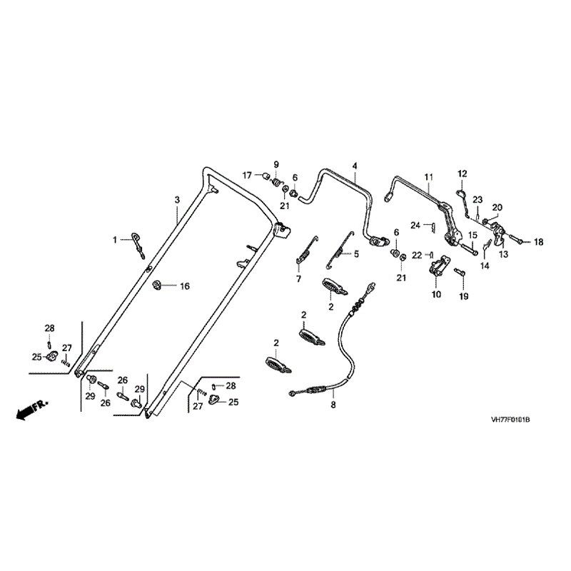 Honda HRX537 C2-HYE (HRX537C2-HYEANH462-MAGA) Parts Diagram, HANDLE & CABLE 