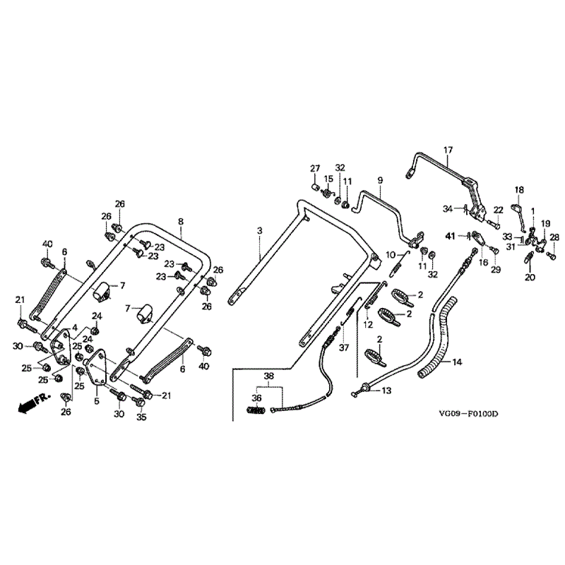 Honda HRH536 QXE (HRH536K4-QXE-MZBU) Parts Diagram, HANDLE & CONTROL CABLES