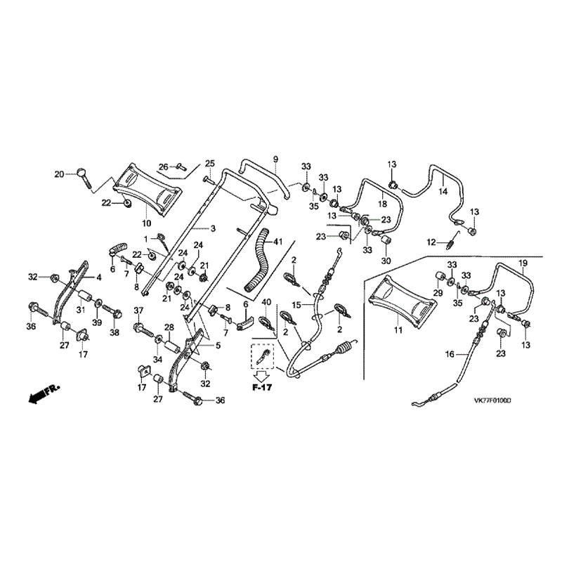 Honda HRX 426 SX Lawnmower (HRX426C-SXE-MATF) Parts Diagram, HANDLE PIPE NO 2