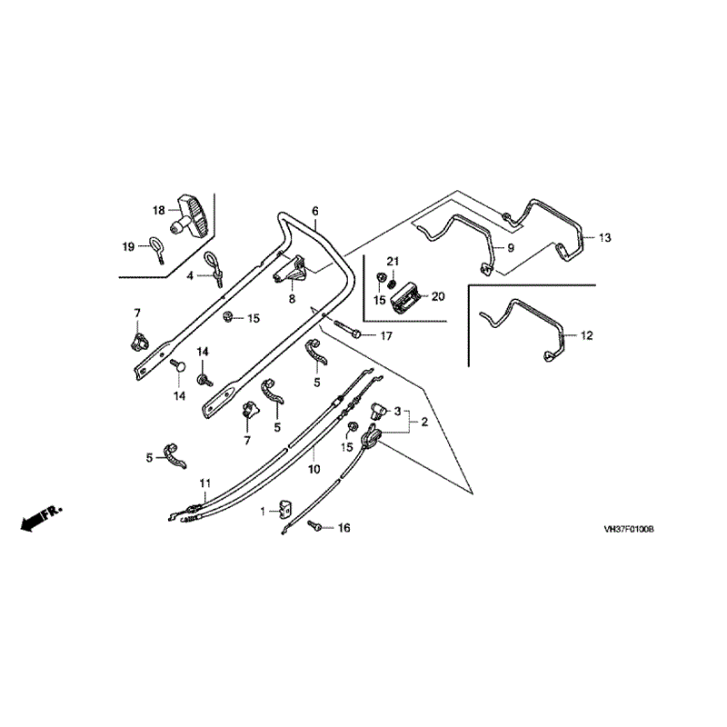Honda Izy HRG 415 SD Lawnmower (HRG415C3-PDE-MABF) Parts Diagram, HANDLE PIPE