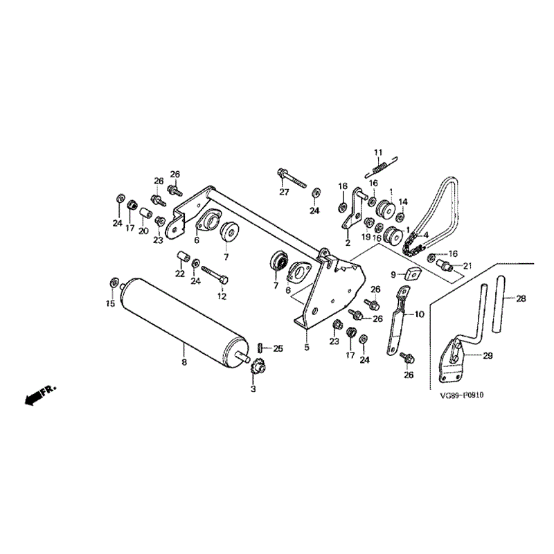Honda HRB425 CQX (HRB425C-QXE-MZCF) Parts Diagram, ROLLER & FRAME