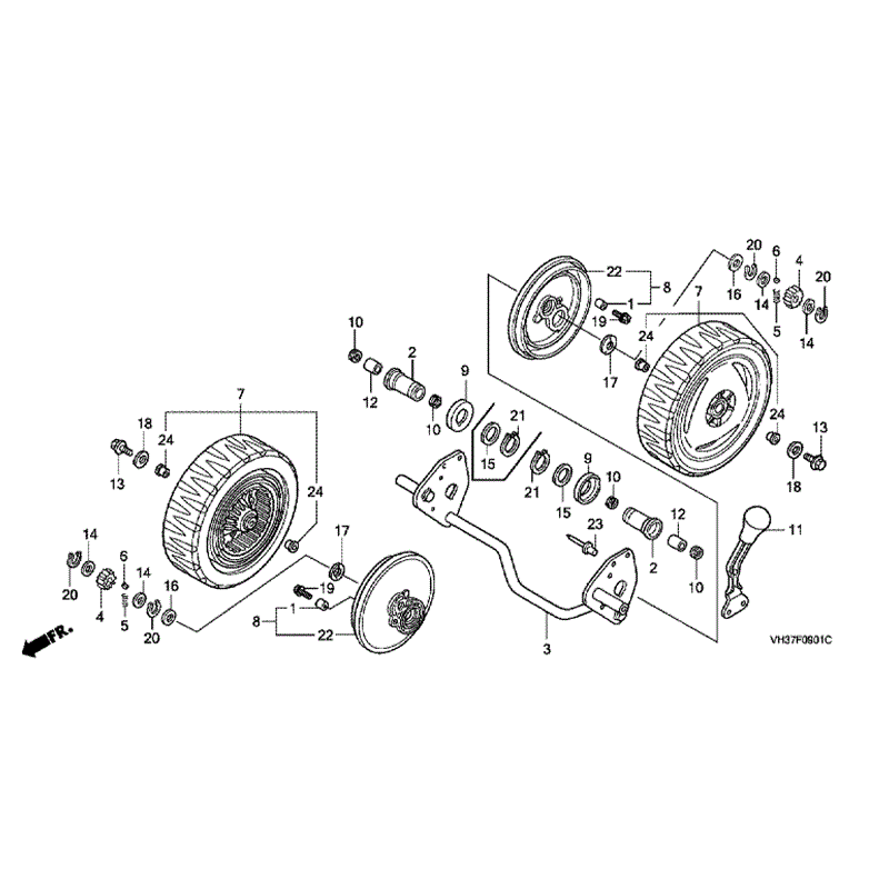 Honda Izy HRG 465 SD Lawnmower (HRG465C3-SDE-MADF) Parts Diagram, WHEEL REAL 