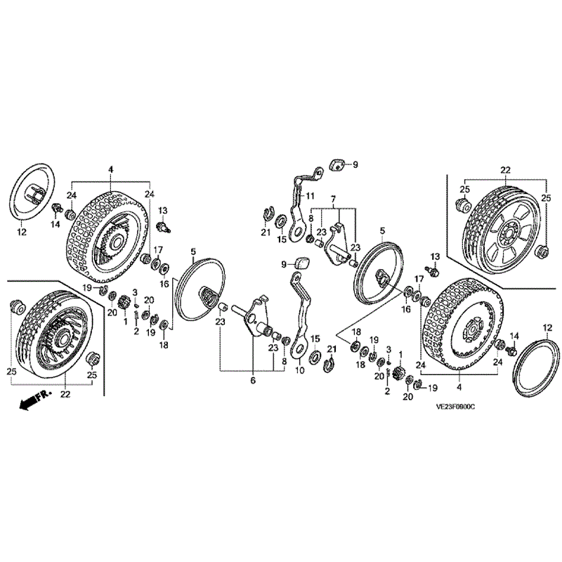 Honda HRB536C HXE (HRB536C-HXE-MZB) Parts Diagram, WHEEL REAR 