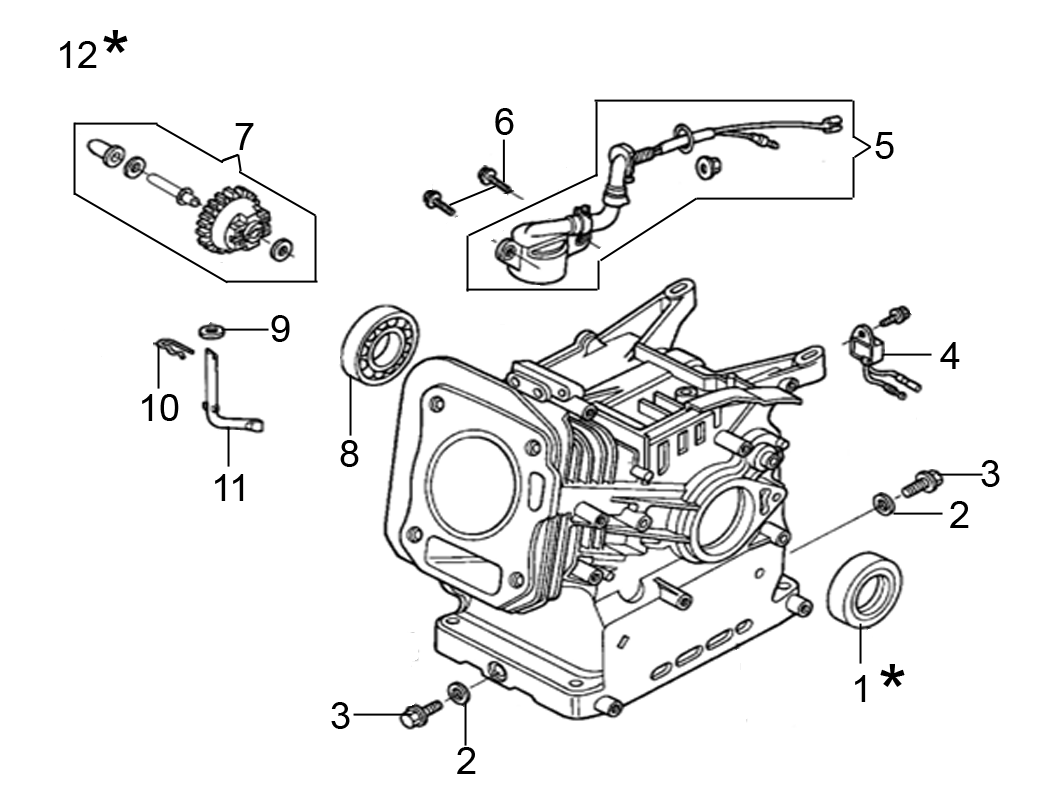 Cylinder and crankcase