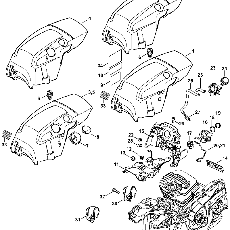 Stihl MS 261 Chainsaw (MS261 CBM 2-Mix) Parts Diagram, Shroud