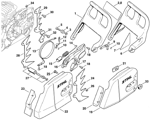 Chain brake - Chain sprkt cover