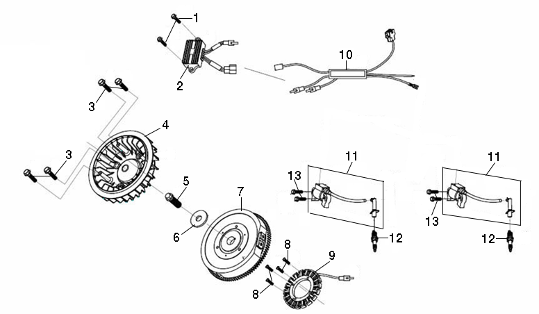 Flywheel and coil