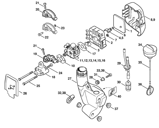 Air filter, Fuel tank