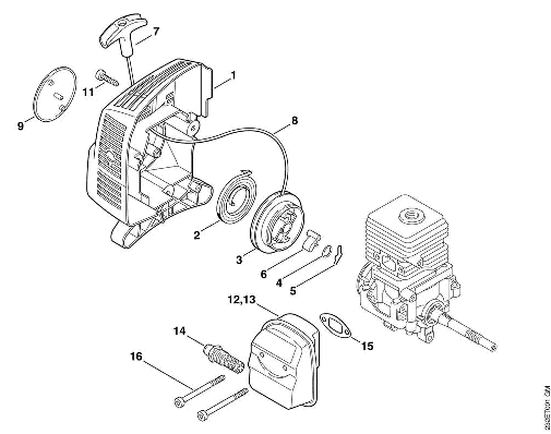 B-Rewind starter, Muffler