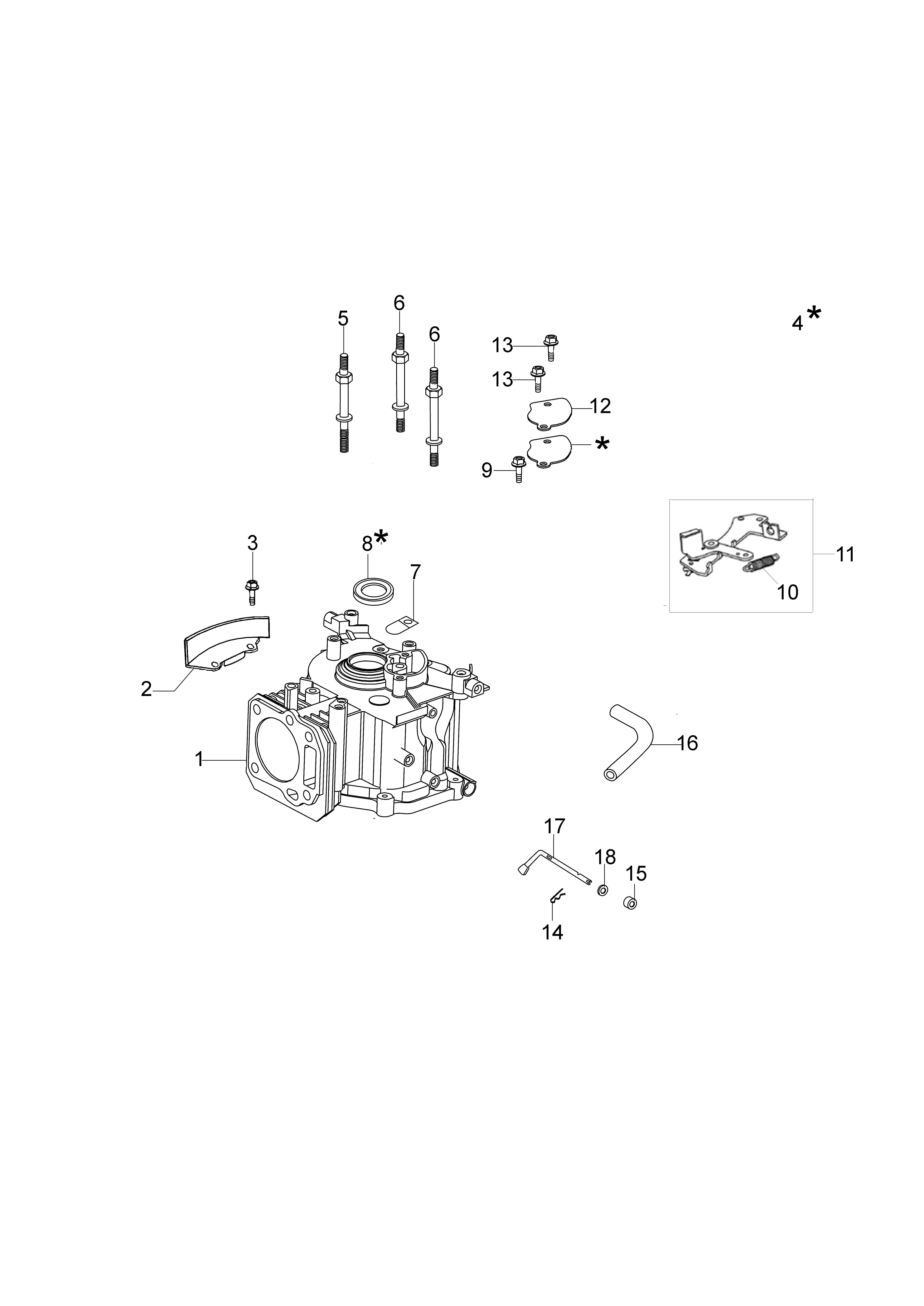 Cylinder and crankcase