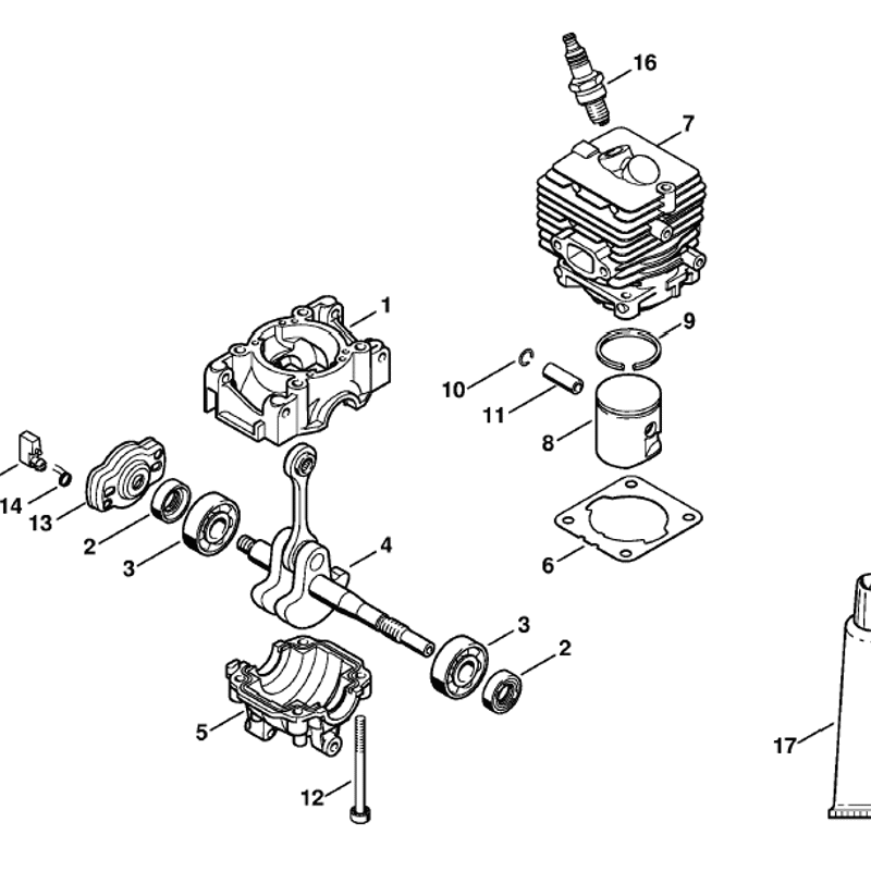 Stihl FS 50 Brushcutter (FS50C-E) Parts Diagram, Crankcase, Cylinder
