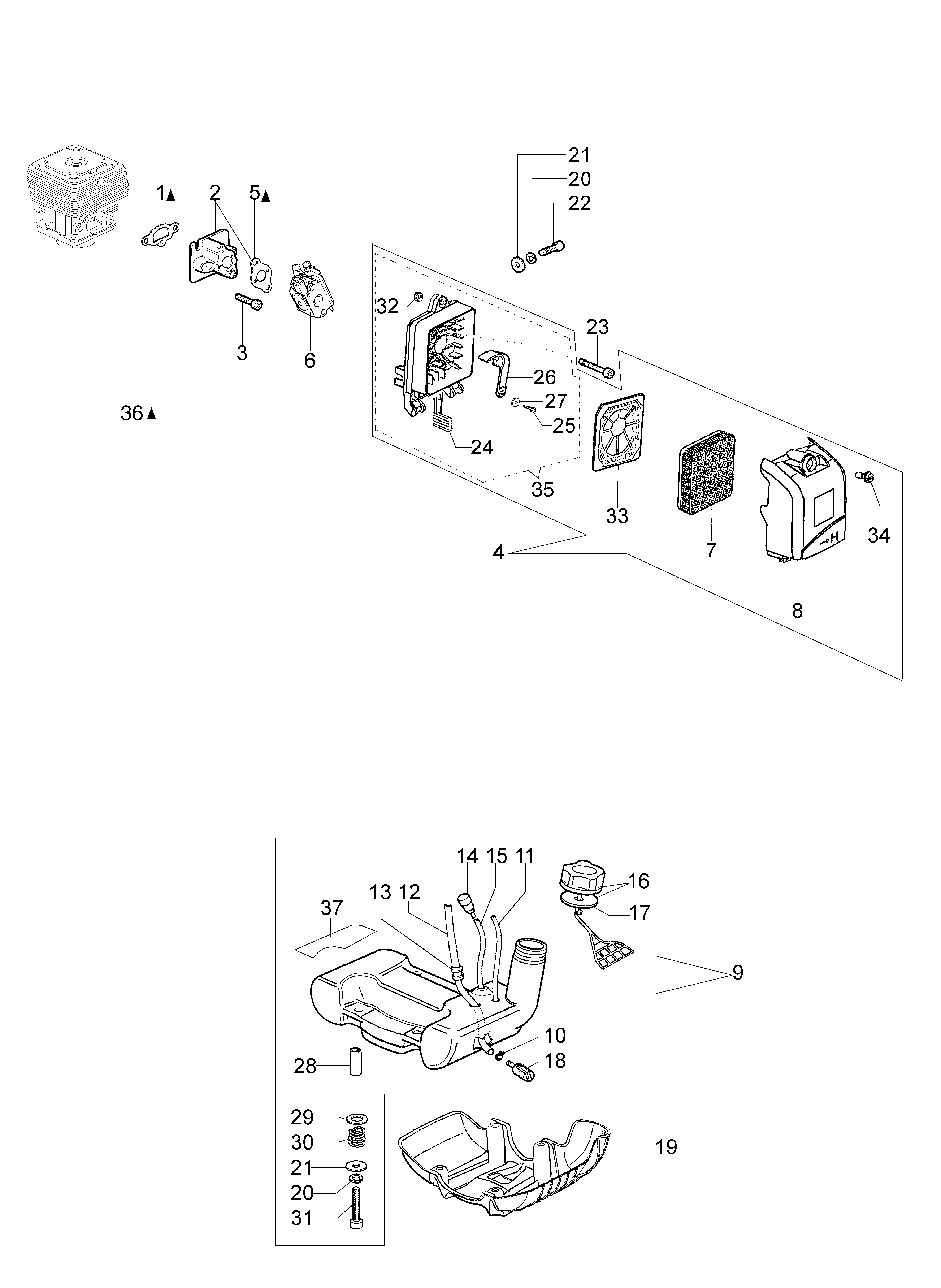 Tank and air filter