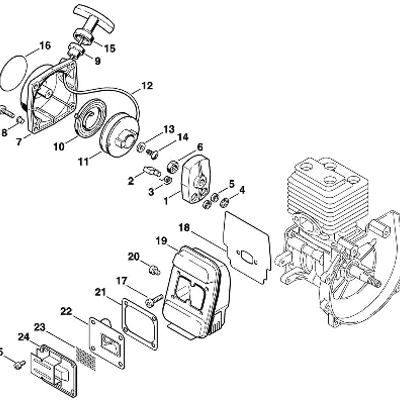 B-Rewind starter, Muffler