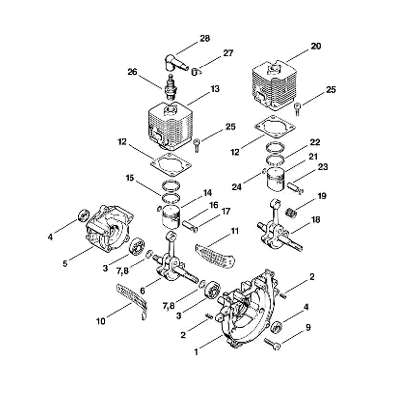 Stihl FS 56 BRUSHCUTTER (FS56) Parts Diagram, A-Crankcase,Cylinder