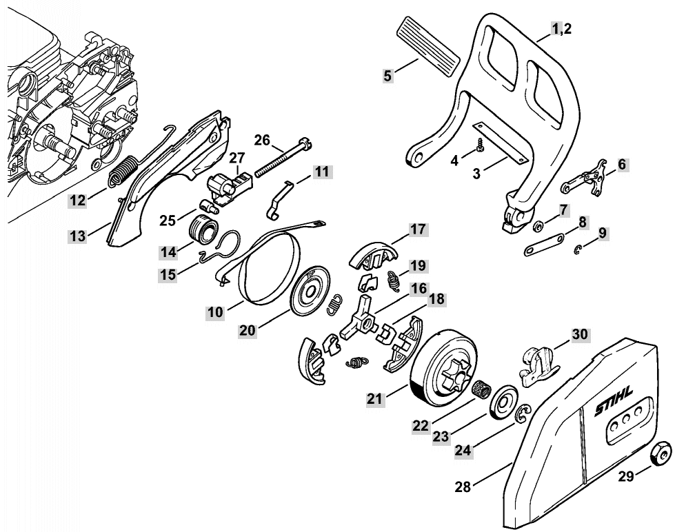 Stihl MS 180 Chainsaw (MS180C-BZ) Parts Diagram, Hand Guard-Chainbrake