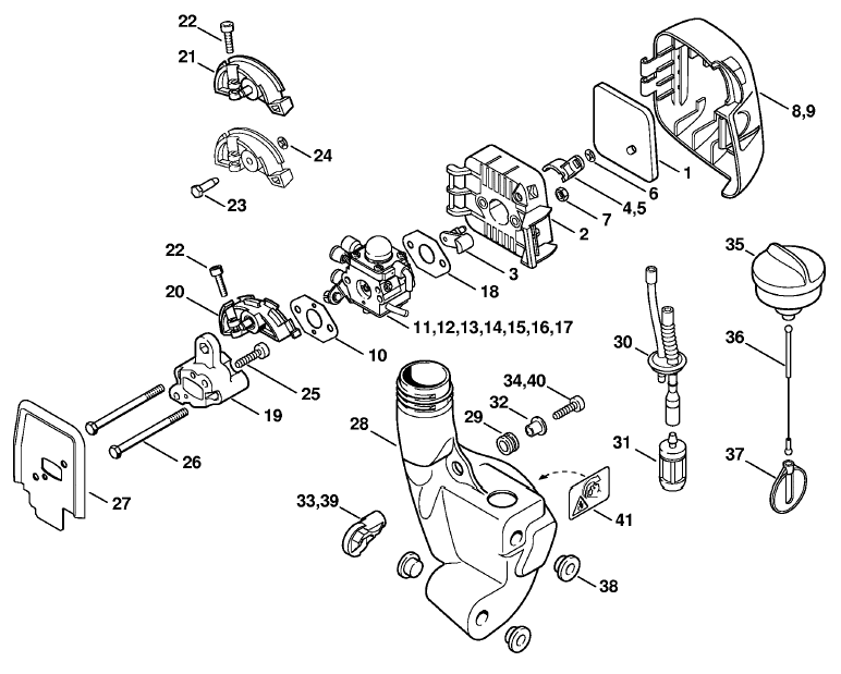 Air filter, Fuel tank